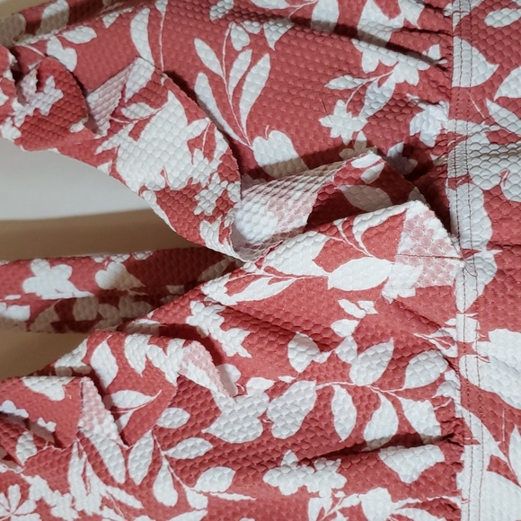 BIRDSONG Women's Ruffle Halter Underwire Tankini Swimsuit Top Red Floral - Picture 8 of 14